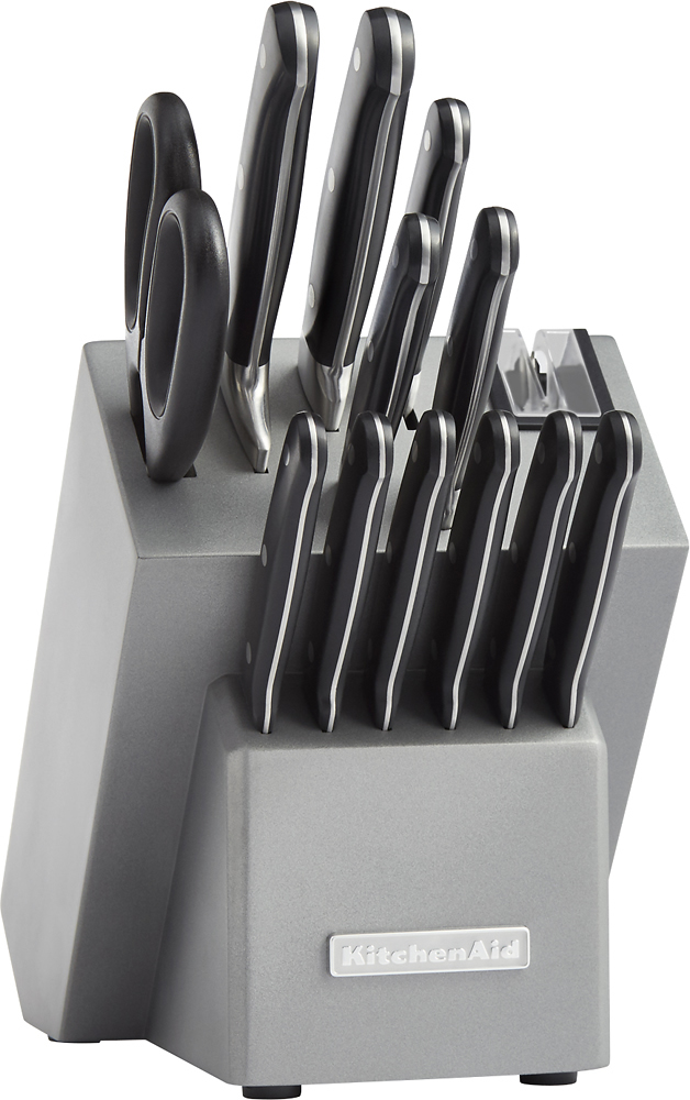 KitchenAid KKFTR14SL Classic 14-Piece Knife Set Silver  - Best Buy