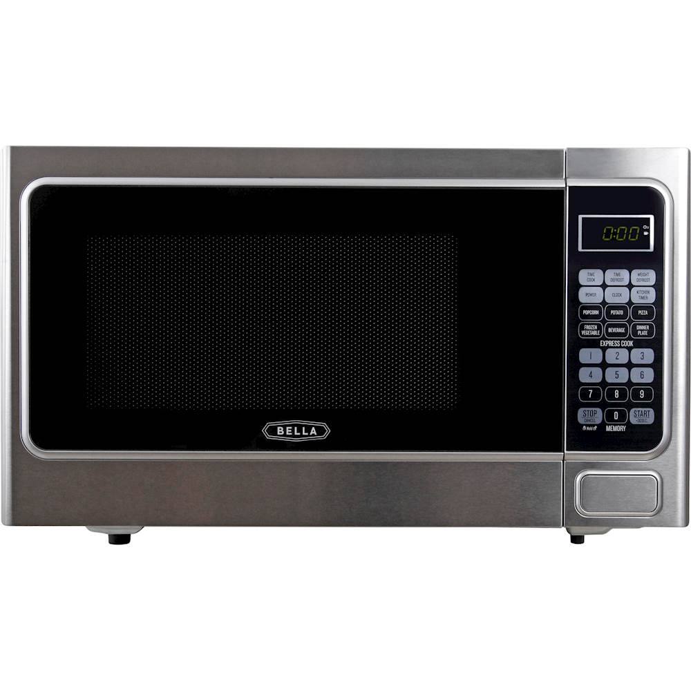 Front. Bella - 1.1 Cu. Ft. Mid-Size Microwave - Stainless Steel and Black.