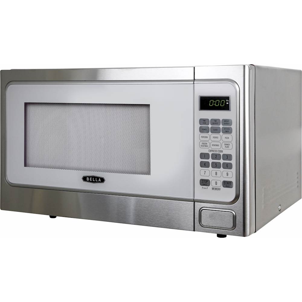 1.1 Cu. Ft. 1000 W Mid Size Microwave Oven Pre-programmed White Stainless  Steel