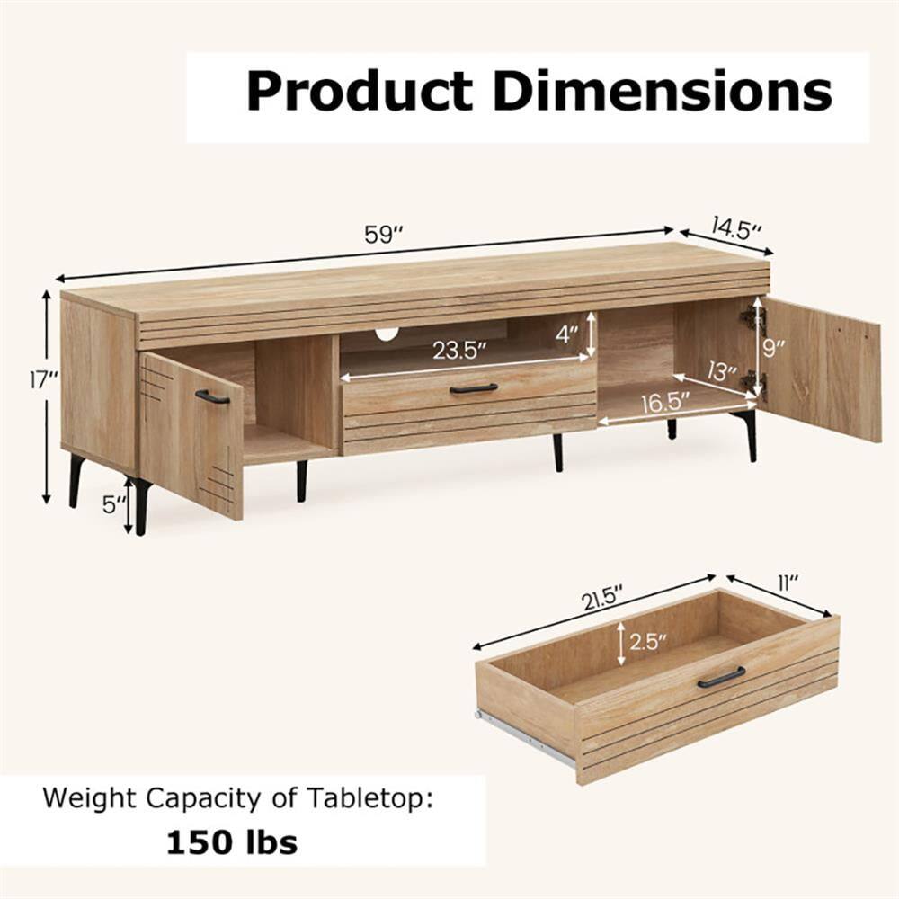 Product Dimensions: 59" x 14.5" x 17" x 23.5" x 4" x 13" x 16.5" x 9" x 5" x 21.5" x 2.5" x 11"  
Weight Capacity of Tabletop: 150 lbs