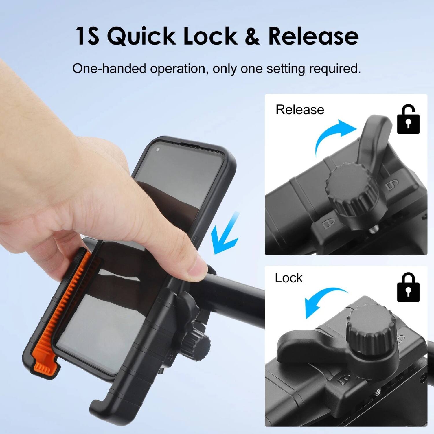 1S Quick Lock & Release

One-handed operation, only one setting required.

Release

Lock