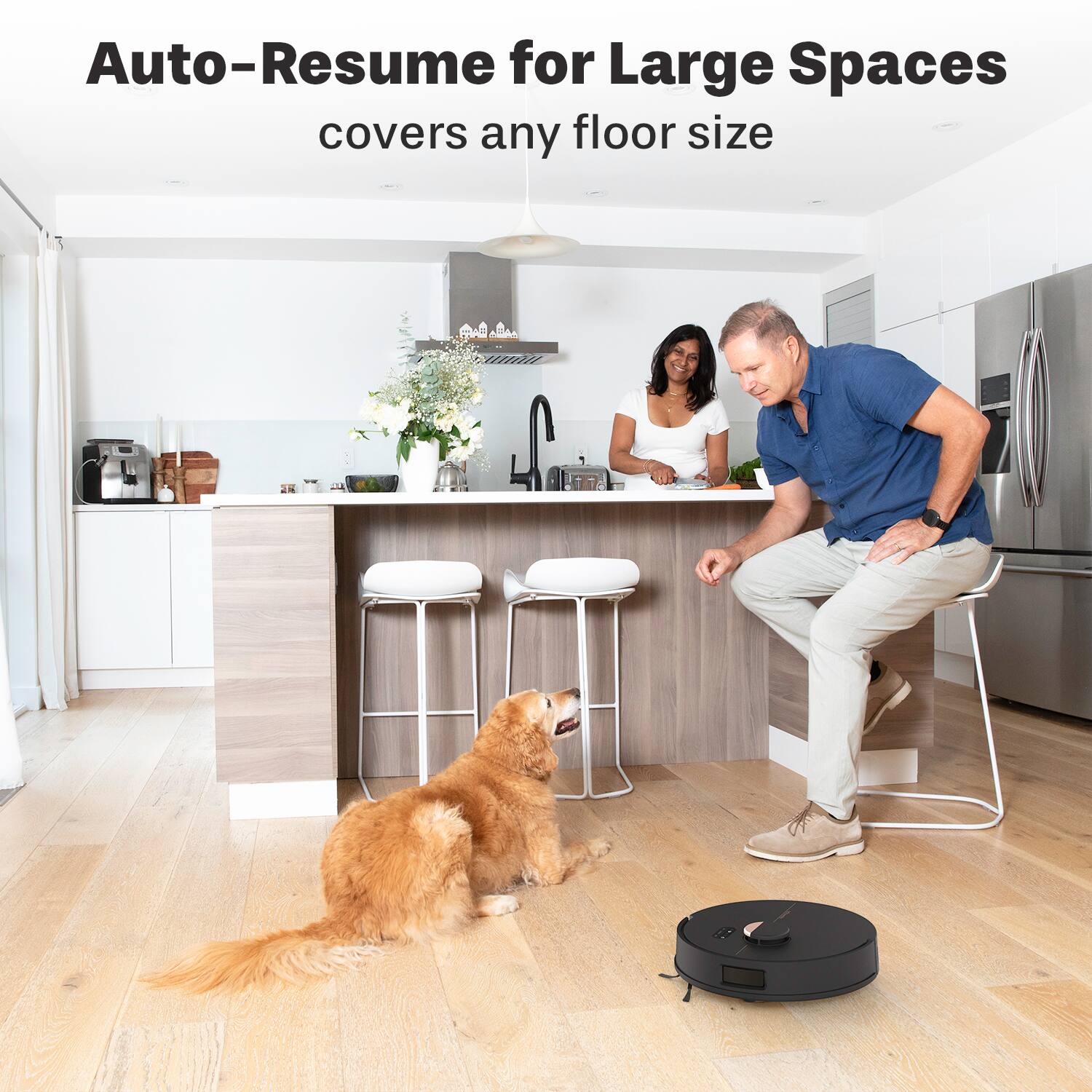 Auto-Resume for Large Spaces  
covers any floor size