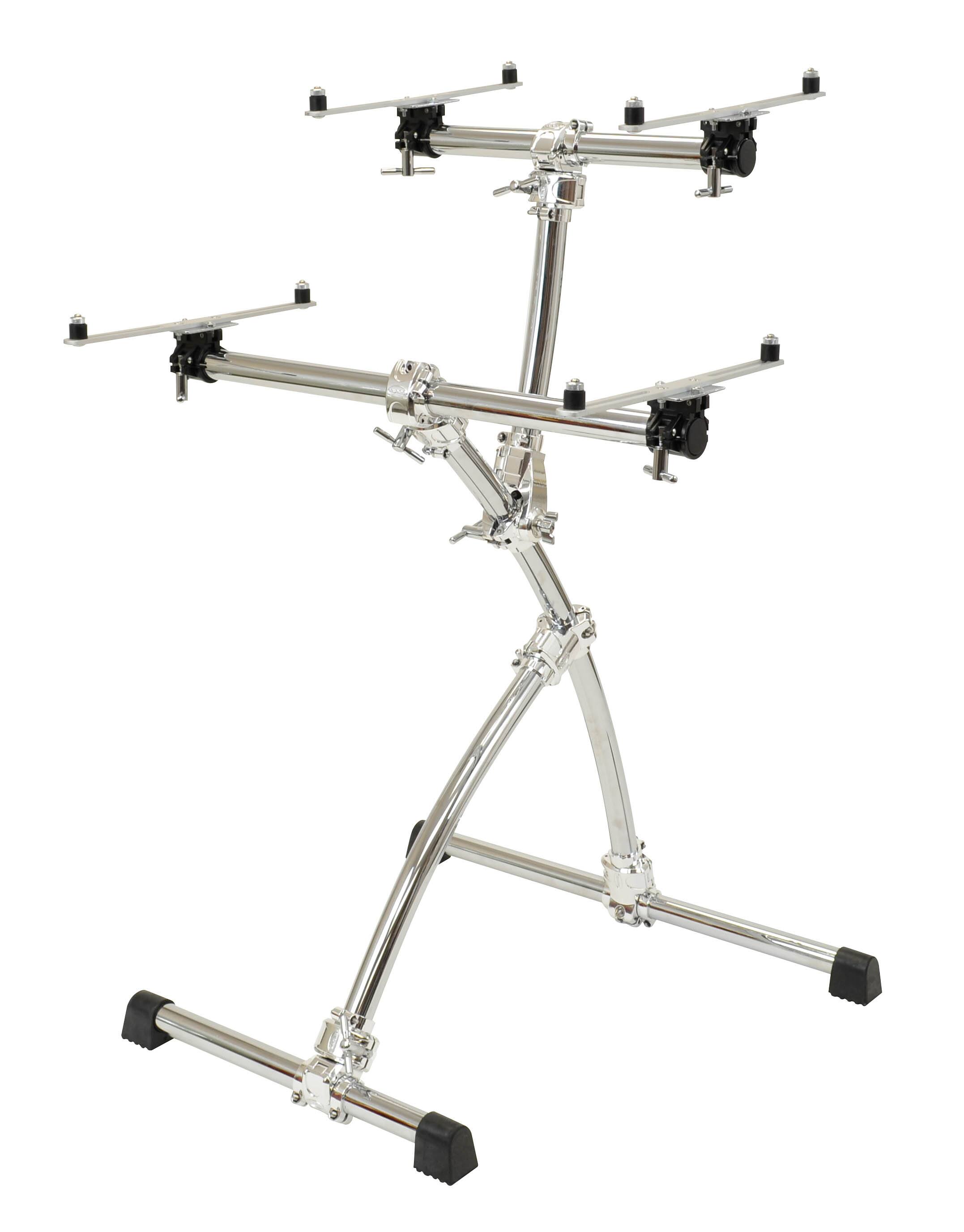 Front. Gibraltar Hardware - Key Tree Double Tier Keyboard Stand, Lightweight and Portable Curved Design with Memory Locks, Adjustable Height.
