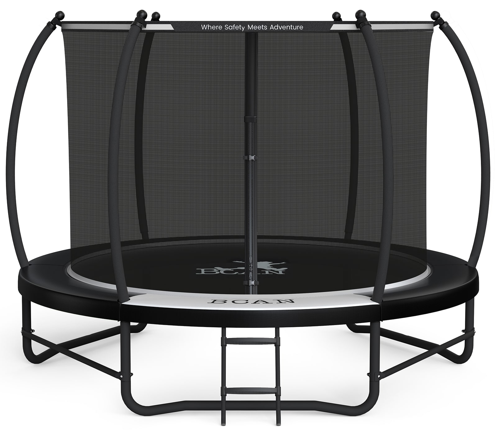 FED Fitness - 8FT Recreational Trampoline with Enclosure for Kids Adults, ASTM Approved, Outdoor Trampolines with Ladder for Kids - Black