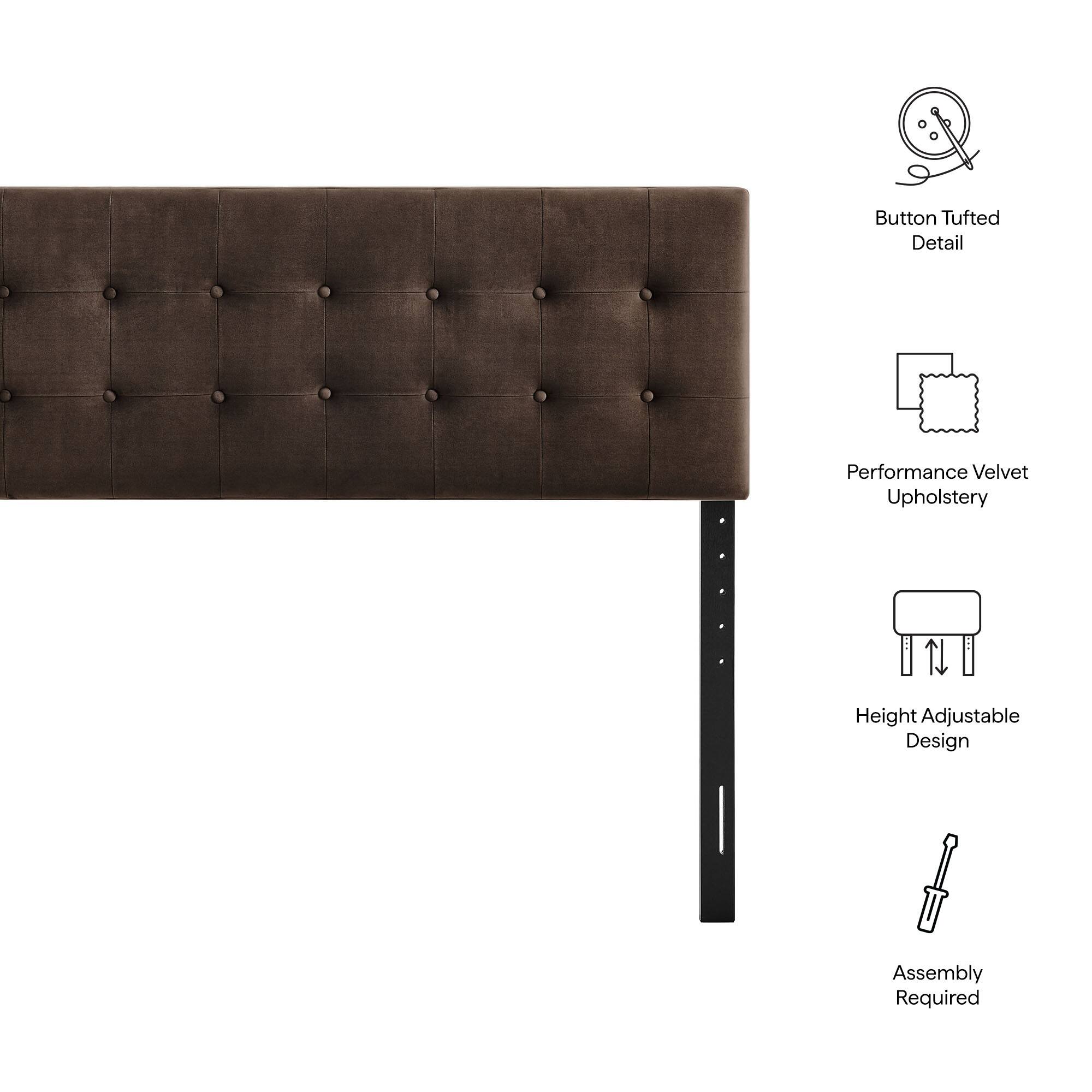 Button Tufted Detail  
Performance Velvet Upholstery  
Height Adjustable Design  
Assembly Required