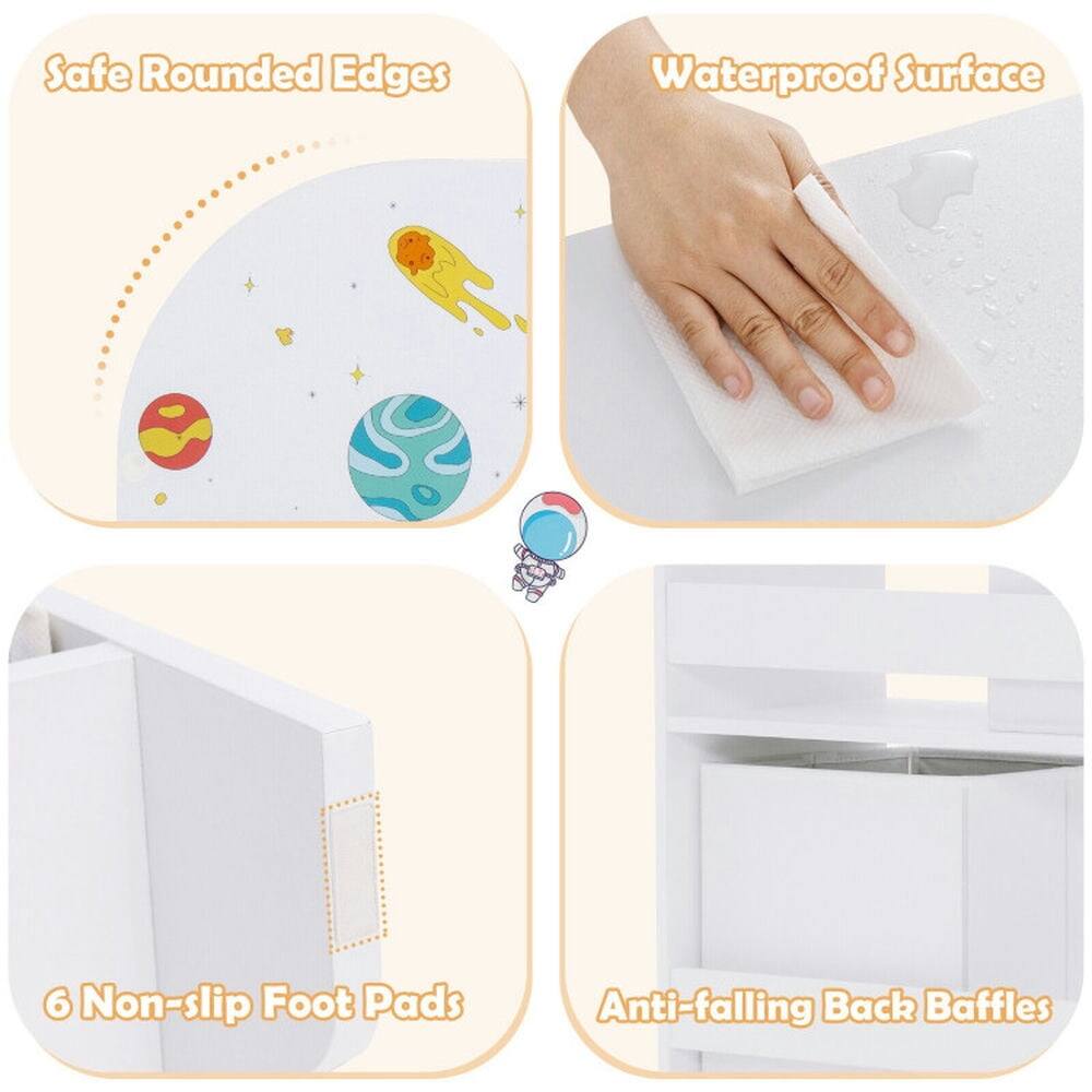 Safe Rounded Edges  
Waterproof Surface  
6 Non-slip Foot Pads  
Anti-falling Back Baffles