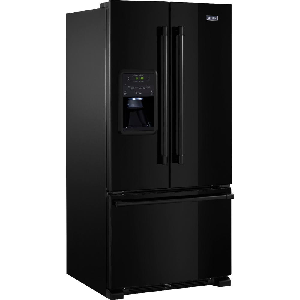 Angle View: Maytag - 21.7 Cu. Ft. French Door Refrigerator - Black on Black