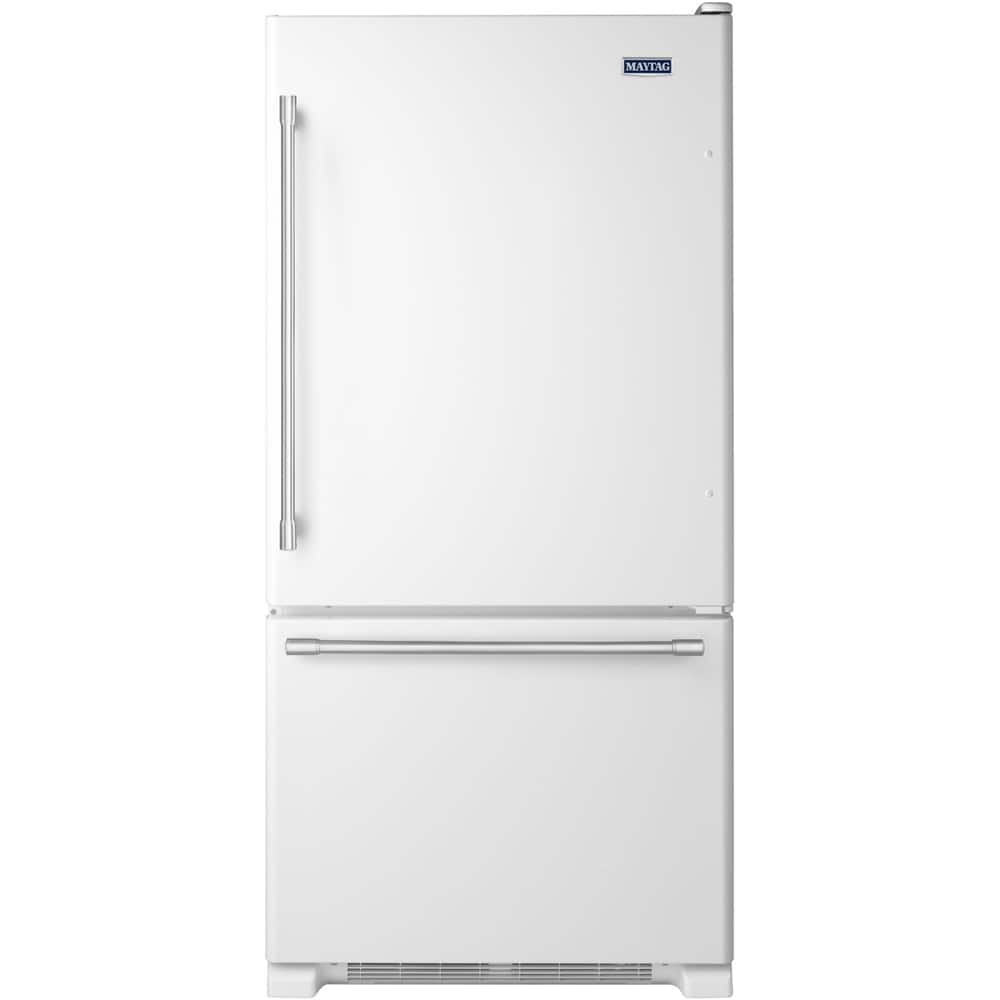 Front Zoom. Maytag - 22.1 Cu. Ft. Bottom-Freezer Refrigerator - White on white.