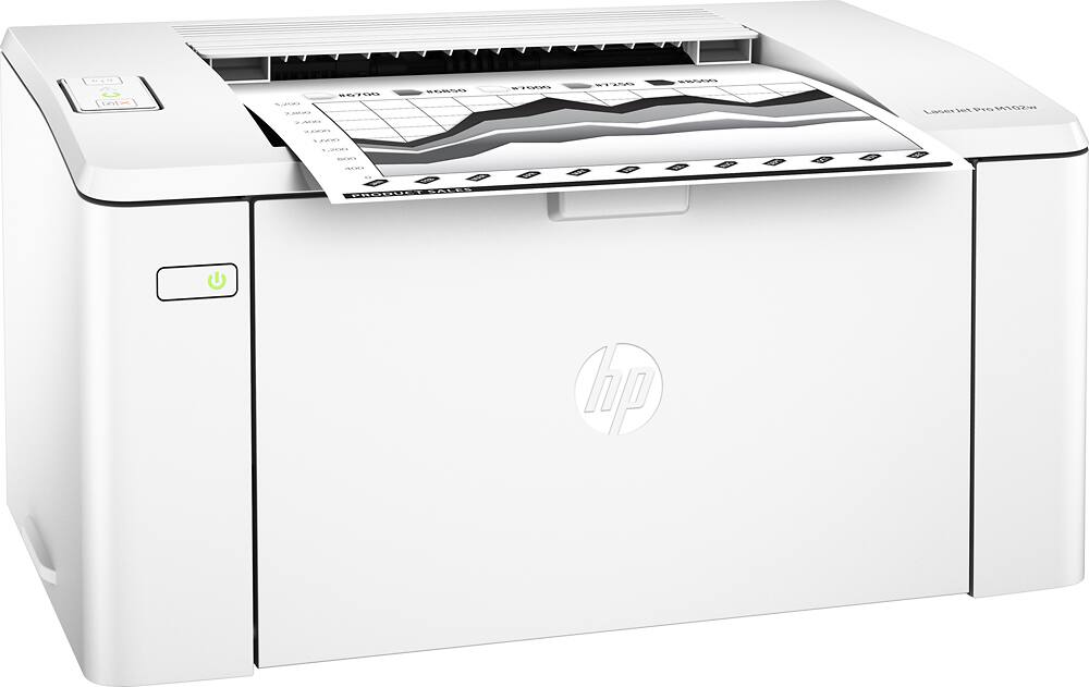 Angle. HP - LaserJet Pro M102w Black-and-White Wireless Laser Printer - White.