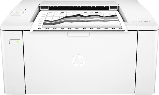 Front. HP - LaserJet Pro M102w Black-and-White Wireless Laser Printer - White.