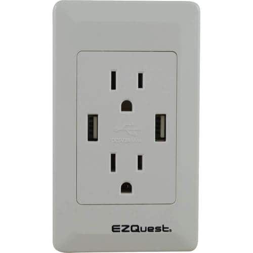 EZQuest® - Plug n' Charge Wall Socket Outlets - White - Larger Front