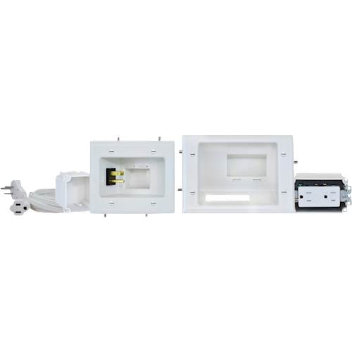 Angle View: DataComm Electronics - Recessed Pro-Power Kit with Straight Blade Inlet - White