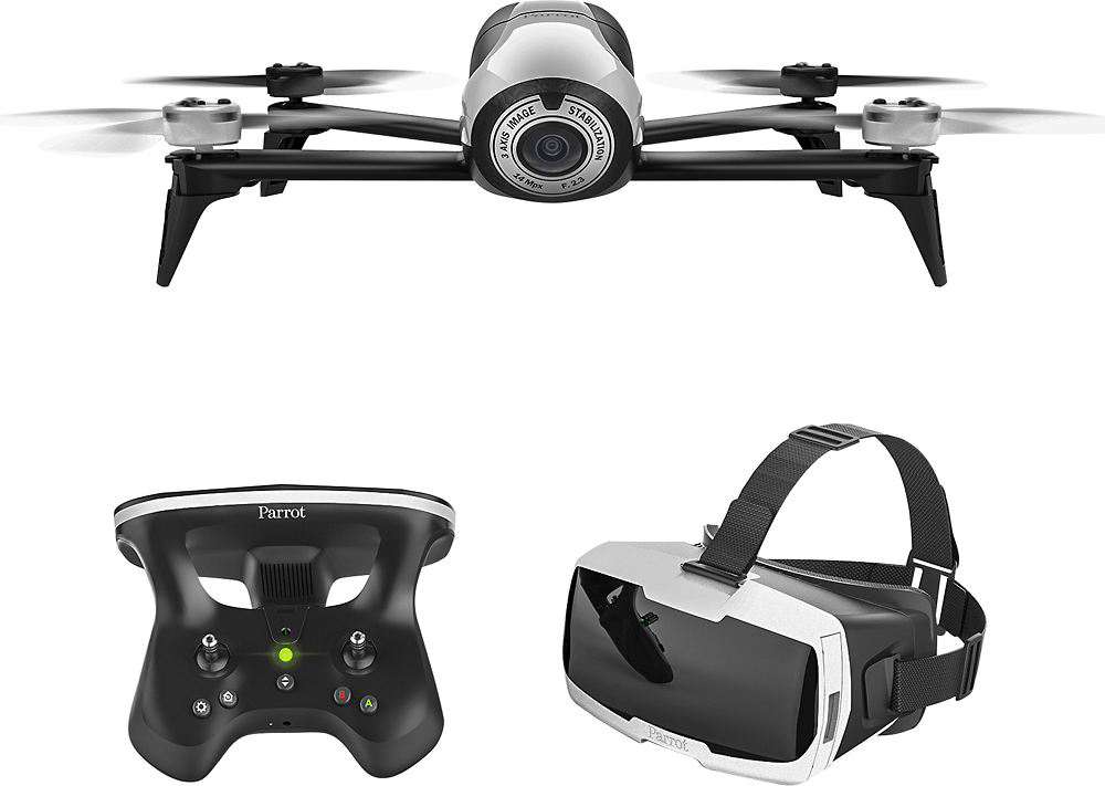 Renewed Parrot Bebop 2 FPV Drone Kit with Parrot CockpitGlasses and Parrot SkyController 2 White