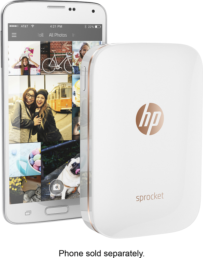 HP Sprocket Portable Photo Printer, X7N07A, Print Social Media Photos on  2x3 Sticky-Backed Paper - White