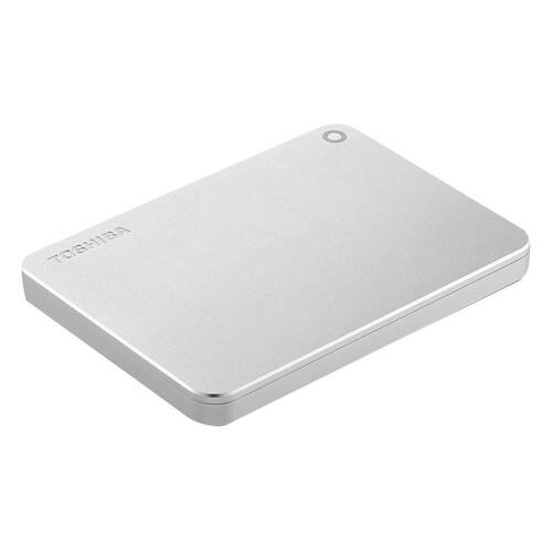 Toshiba - Canvio Premium 1TB External USB 3.0 Portable Hard Drive - Silver - Angle
