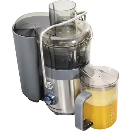 Left. Hamilton Beach - Premium Big Mouth 2 Speed Juice Extractor - Gray/Silver.