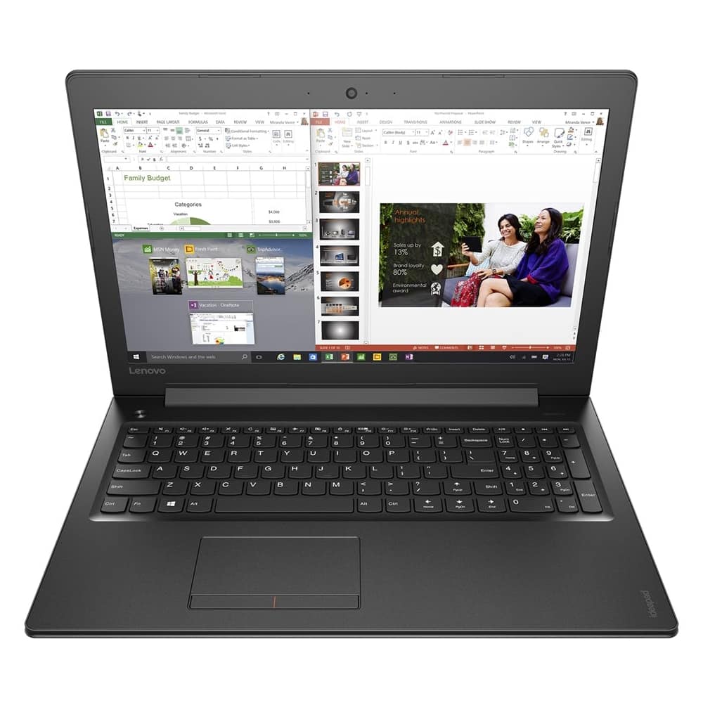 Front. Lenovo - 310 Touch-15IKB 15.6" Touch-Screen Laptop - Intel Core i3 - 6GB Memory - 1TB Hard Drive - Textured ebony black.