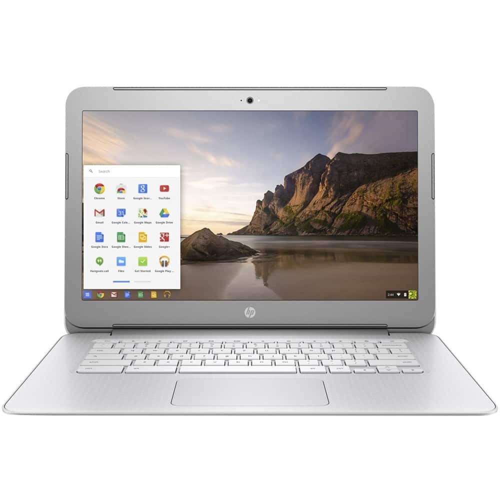 HP - 14" Chromebook - Intel Celeron - 4GB Memory - 16GB eMMC Flash Memory - HP star pattern in ano silver - Larger Front