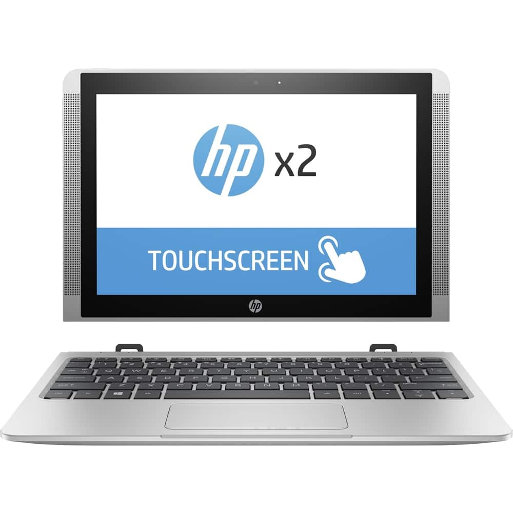 HP - x2 2-in-1 10.1" Touch-Screen Laptop - Intel Atom x5 - 2GB Memory - 32GB eMMC Flash Memory - HP finish in natural silver - Larger Front