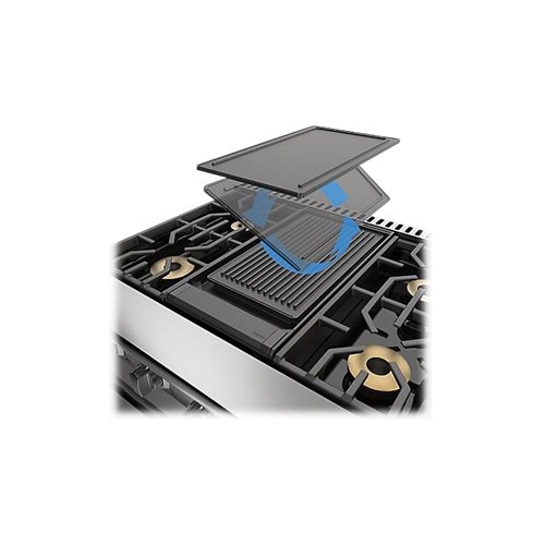 Left View: Fulgor Milano - Professional Griddle for Ranges and Rangetops - Black