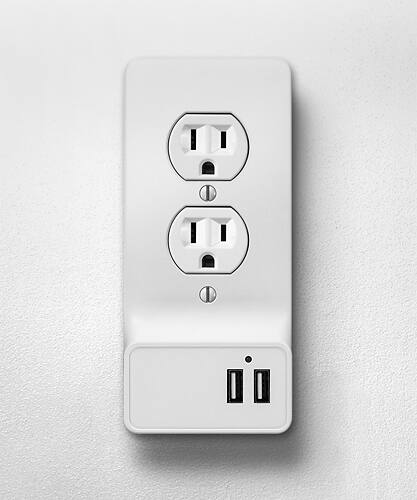 Aluratek - USB Charging Decor Wall Plate - White - Larger Front