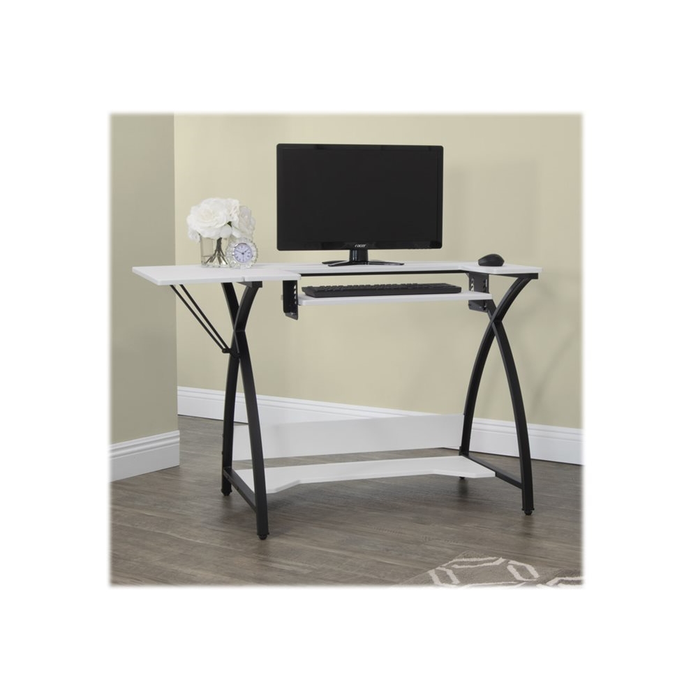 Left View: Sew Ready 13332 Comet Modern Sewing Table in Black / White