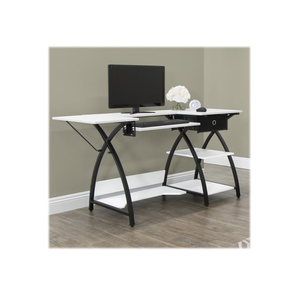 Left View: Sew Ready Comet Hobby Sewing Machine Table Desk with Storage, Black & White