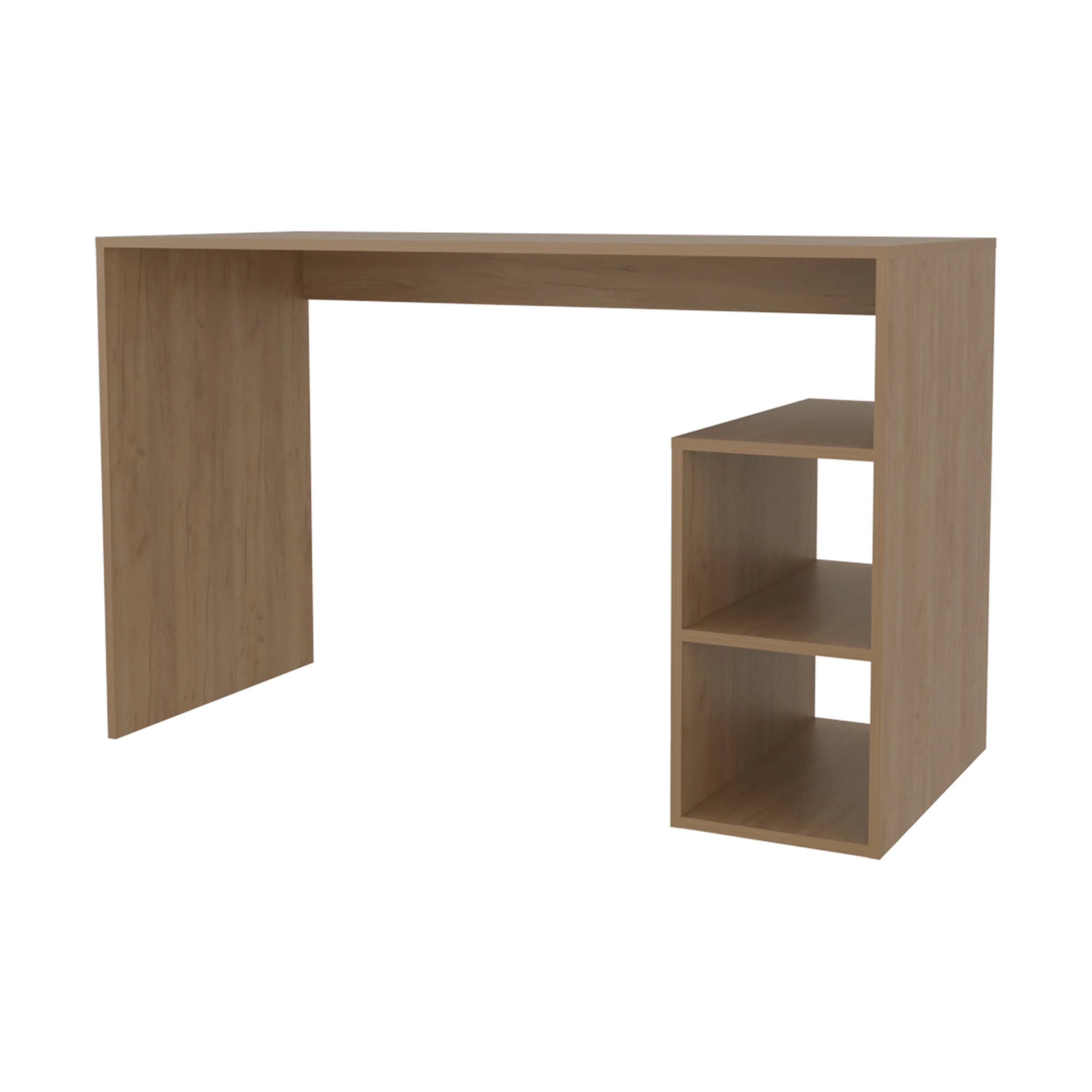 Angle. TinyHomie - Natural Oak Computer Desk with Open Storage and Open Shelf - Natural Wood.
