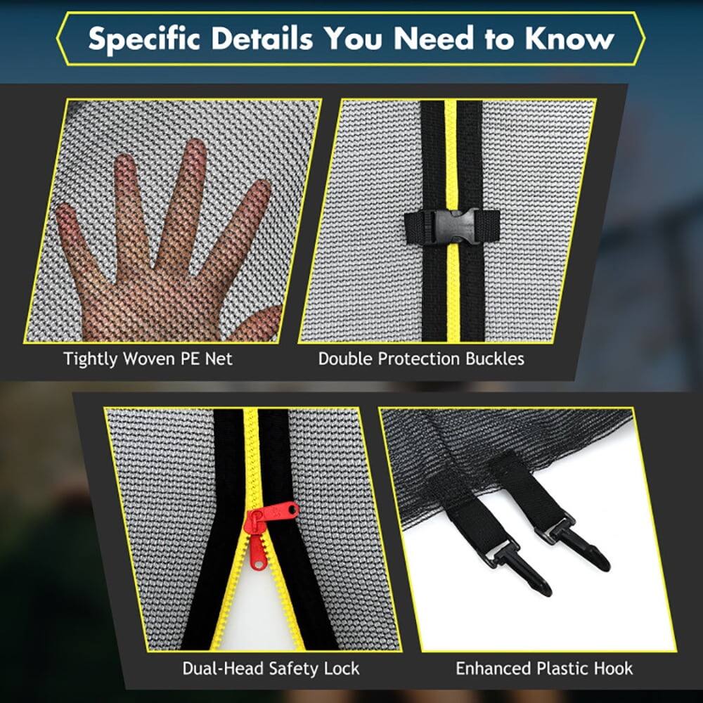 Specific Details You Need to Know

- Tightly Woven PE Net
- Double Protection Buckles
- Dual-Head Safety Lock
- Enhanced Plastic Hook