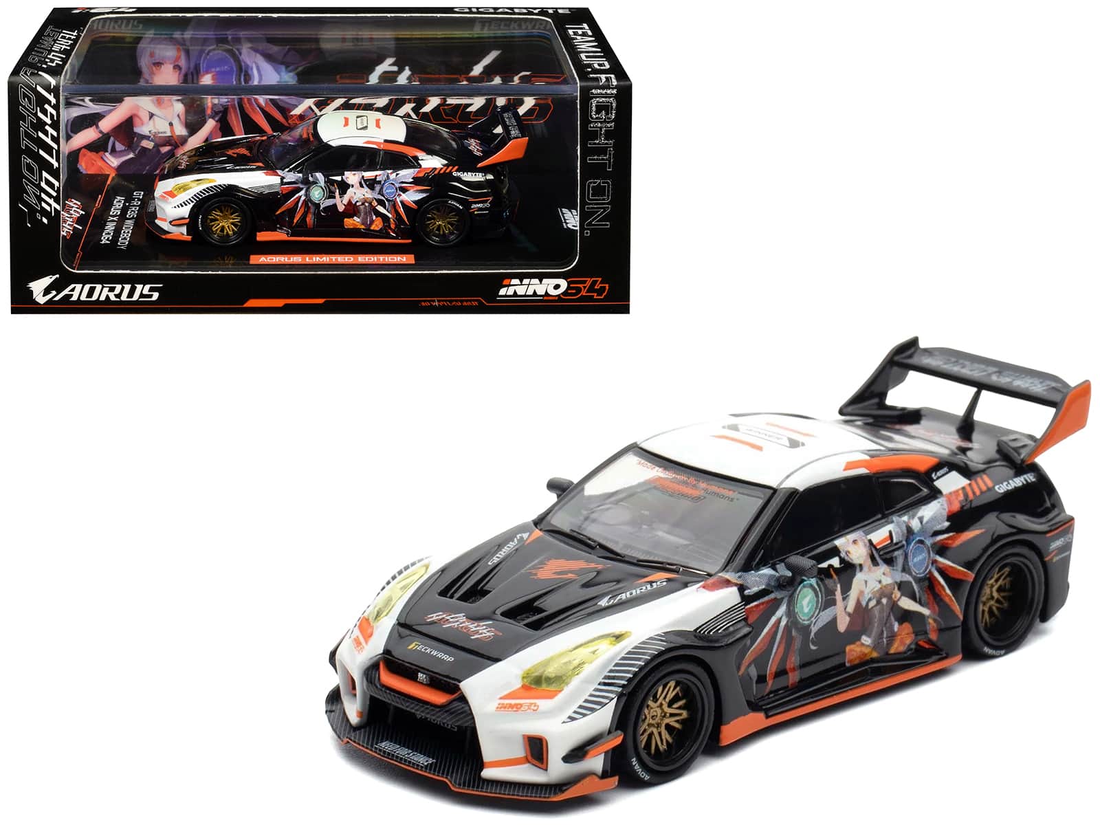 "Nissan GT-R (R35) Widebody RHD Black and White with Graphics ""AORUS X INNO64 Limited Ed"" 1/64 Model Car by Inno Models" price history on PriceWatchPro