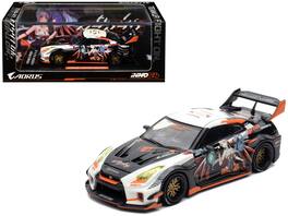 Nissan GT-R (R35) Widebody RHD Black and White with Graphics "AORUS X INNO64 Limited Ed" 1/64 Model Car by Inno Models