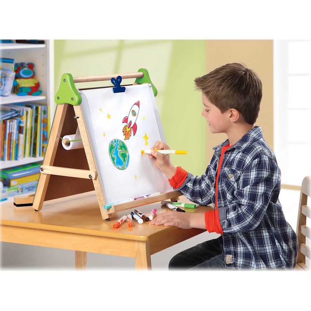 Discovery Kids Tabletop Easel 3-In-1 Art Center, with Whiteboard,  Chalkboard And Paper Surfaces