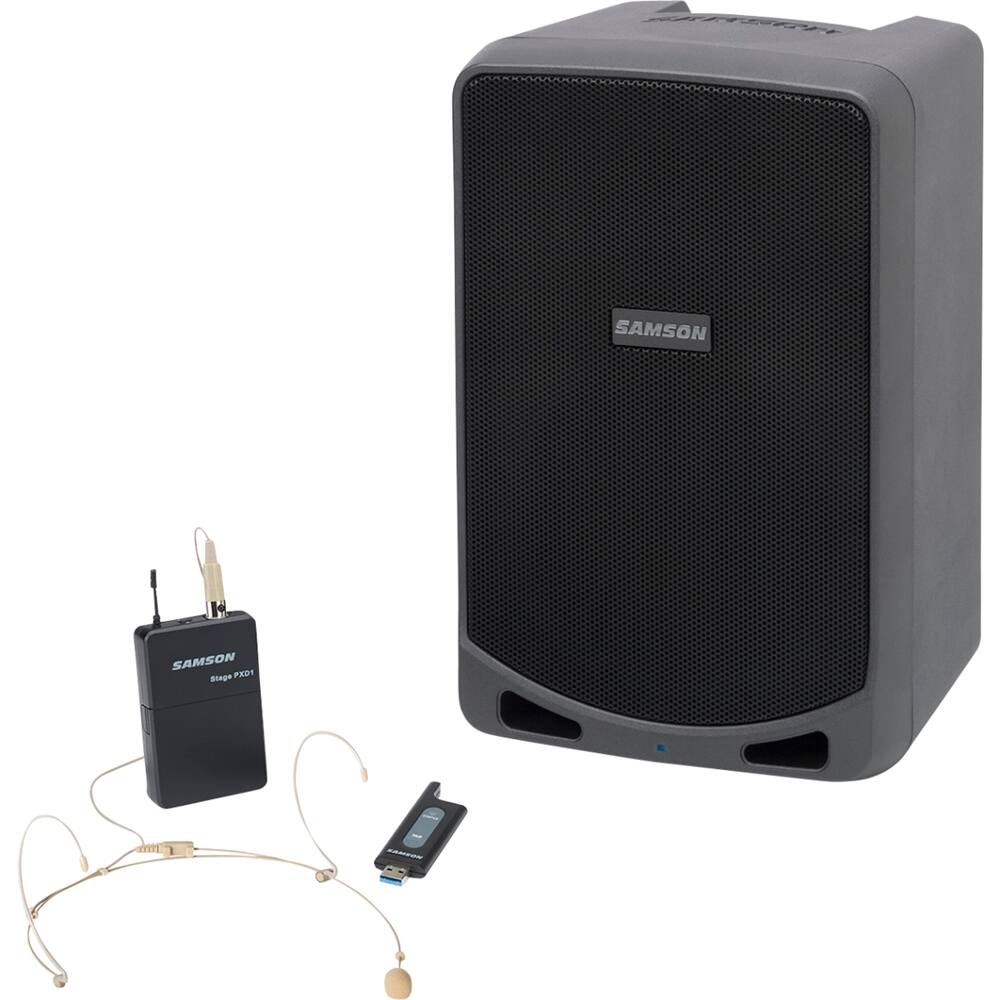 Front. Samson - Expedition Rechargeable Portable PA with Headset Wireless System - Black.