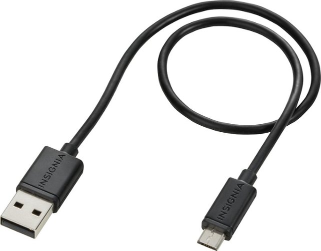 Insignia™ - 1' Short Micro USB Charge and Sync Cable - Black - Front Zoom