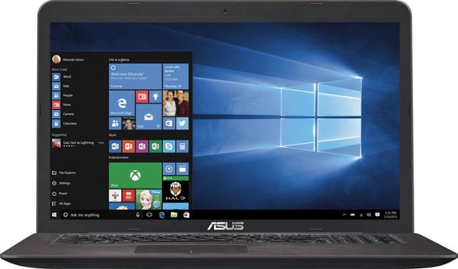 Asus - 17.3" Laptop - Intel Core i5 - 12GB Memory - NVIDIA GeForce GTX 950M - 1TB Hard Drive - Glossy dark brown IMR, Matte brown hairline - Front Zoom
