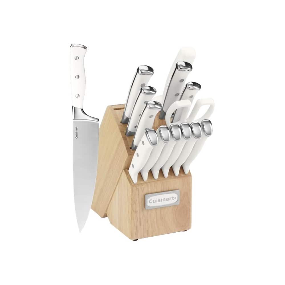 Angle. Cuisinart - 15-Piece Cutlery Set - White & Stainless.