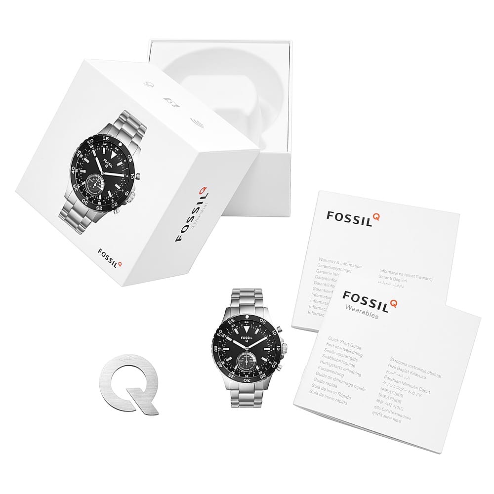 Angle. Fossil - Q Crewmaster Hybrid Smartwatch 46mm Stainless Steel - Silver.
