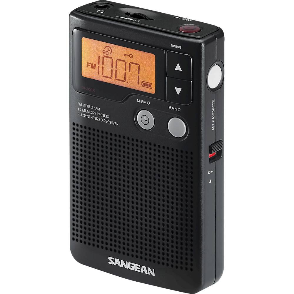 Left. Sangean - AM/FM Pocket Radio - Black.