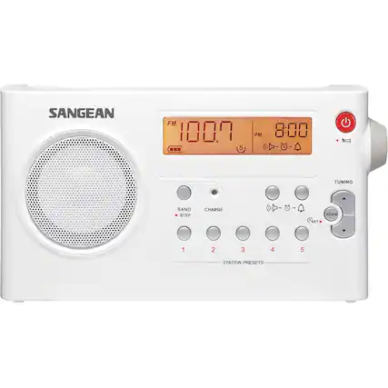 Front. Sangean - Portable AM/FM Radio - White.