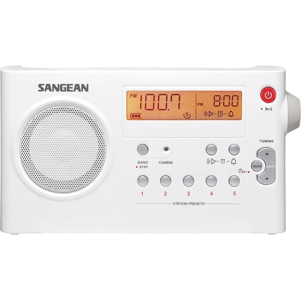 Front. Sangean - Portable AM/FM Radio - White.