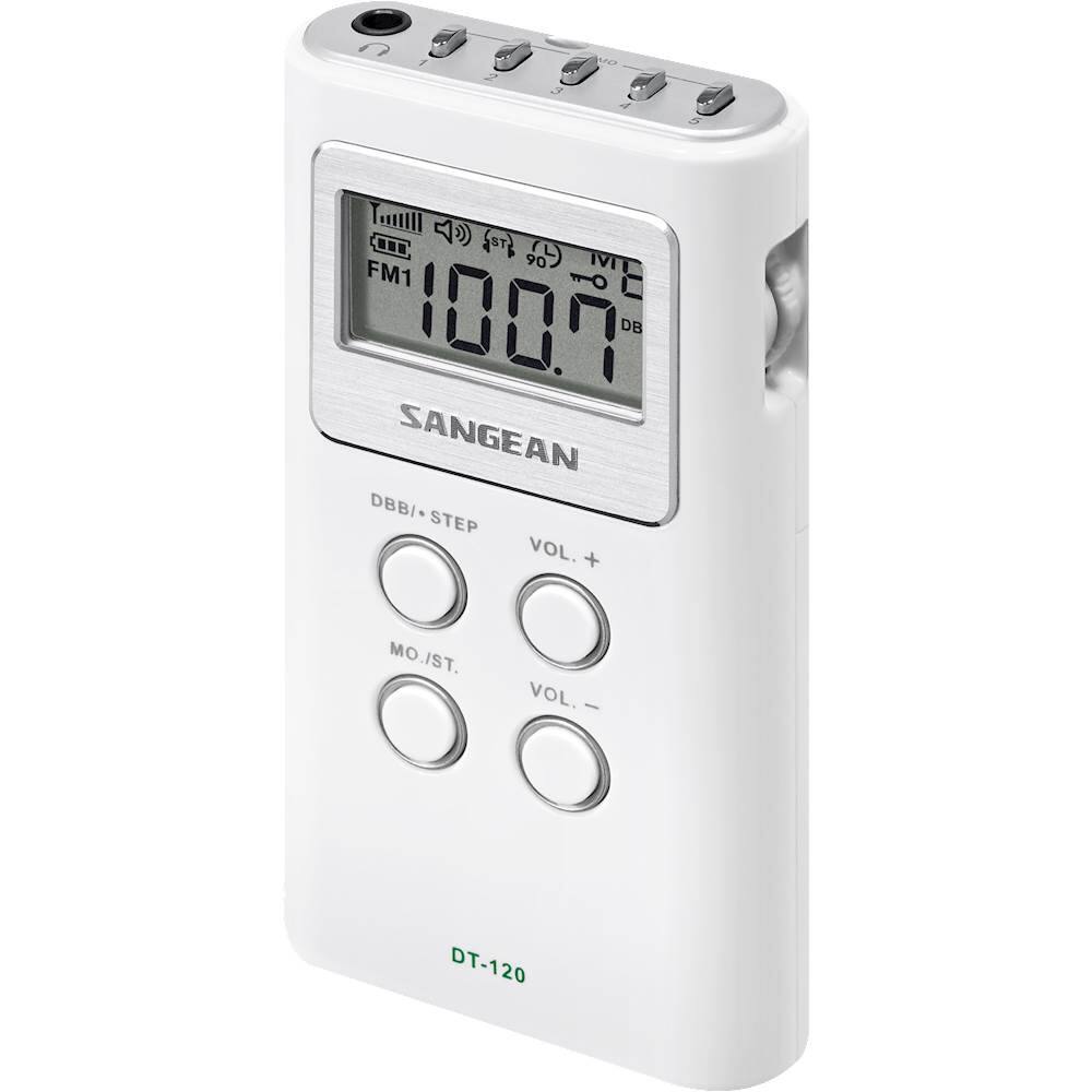 Left. Sangean - AM/FM Pocket Radio - White.