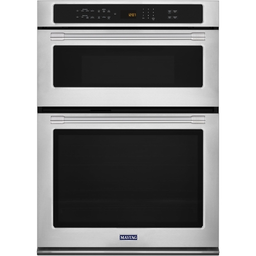 Maytag - 30" Single Electric Convection Wall Oven with Built-In Microwave - Stainless Steel