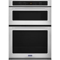 Maytag - 30" Single Electric Convection Wall Oven with Built-In Microwave - Stainless Steel - Front_Zoom