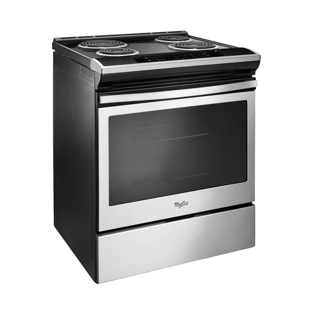 Left View: Whirlpool - 4.8 Cu. Ft. Self-Cleaning Slide-In Electric Range - Stainless steel