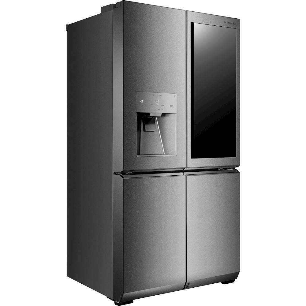 Angle. LG - SIGNATURE 31 cu. ft. InstaView Door-in-Door Smart Wi-Fi Enabled Refrigerator - Textured Steel.