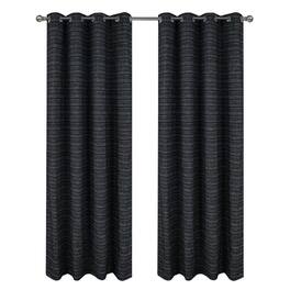 RT Designers Collection - RT Designer Collection Kensington Jacquard Foam Backed Luxurious Decorative Grommet Curtain Panel 54" x 84" - Black