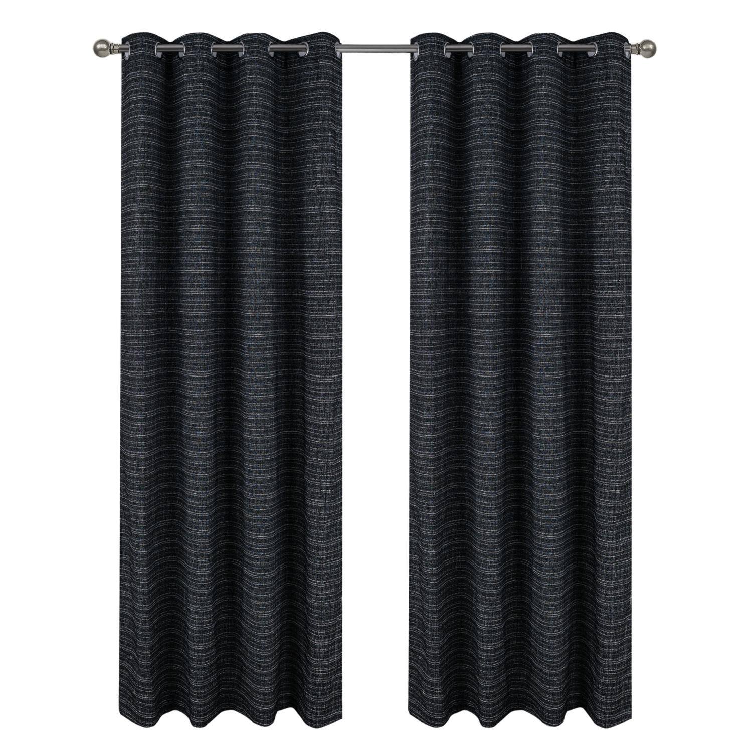 Front. RT Designers Collection - RT Designer Collection Kensington Jacquard Foam Backed Luxurious Decorative Grommet Curtain Panel 54" x 84" Black - Black.