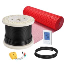 VEVOR - 120 sqft Floor Heating Mat System, 120V Electric Radiant Heated Floor System, with Decoupling Membrane & Smart Control - Black