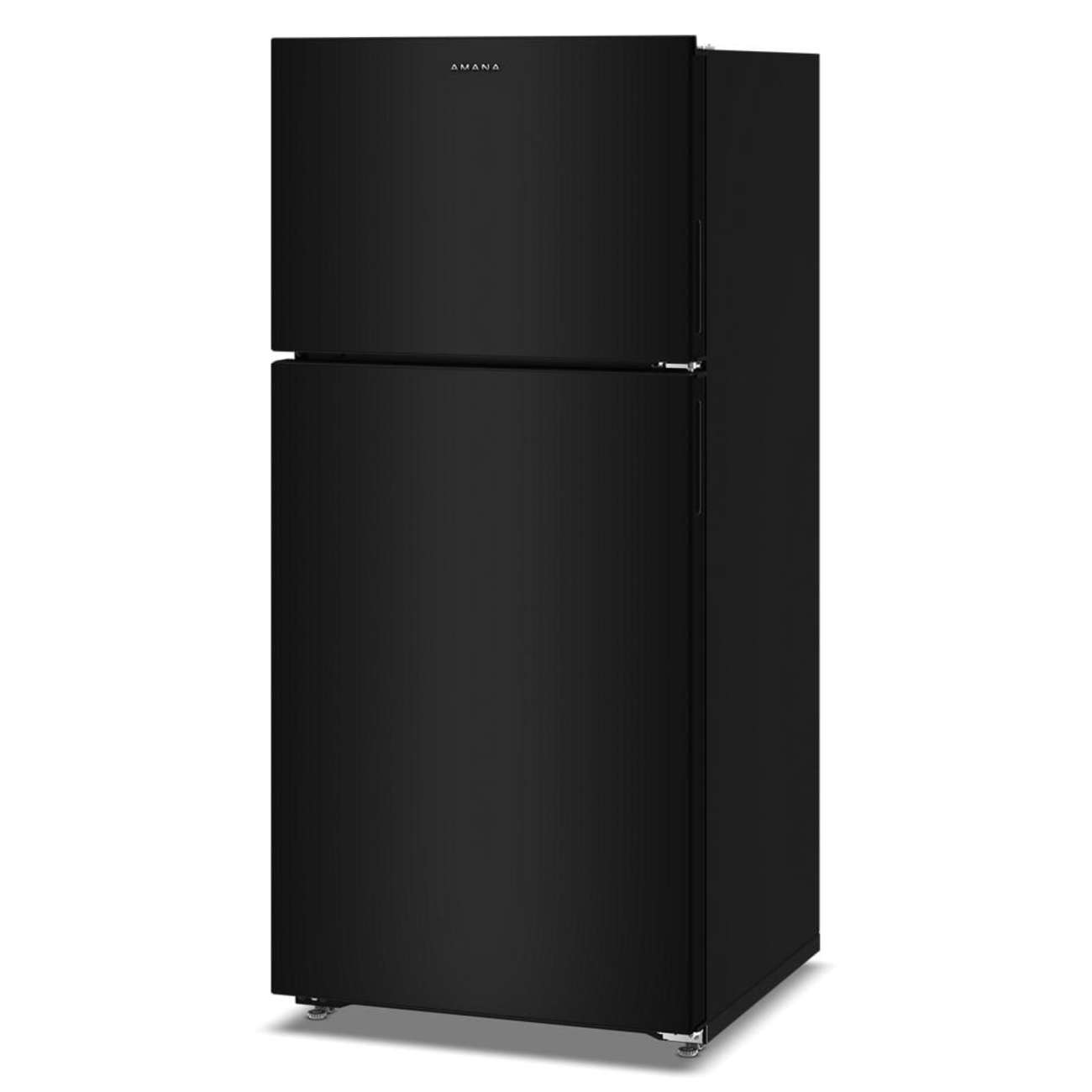 Left. Amana - 28 in. Wide 14.3 cu. ft. Top-Freezer Refrigerator With A Large Crisper Drawer - Black.