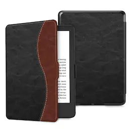 Kitcheniva - Leather Cover Slim Case For 6" All-New Kindle (11th Gen 2024/2022) Dual Color - Black Brown